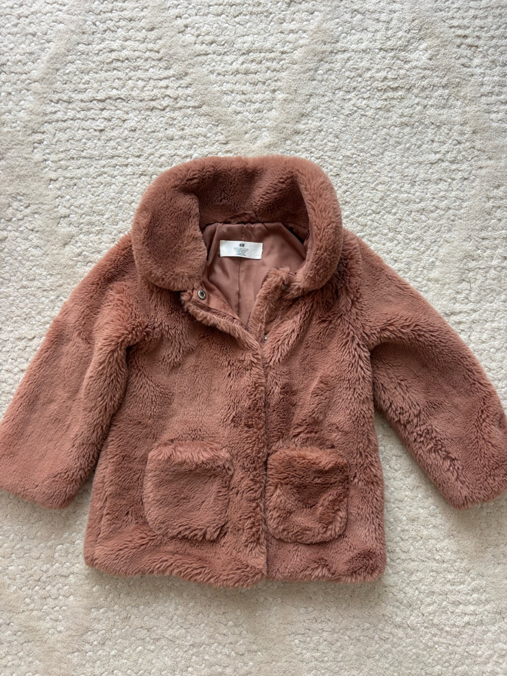 H&M Kids Plush Cuddle Coat in Rose Brown